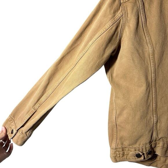 Levi Strauss Tan Men’s Brown Denim Cotton Trucker Jacket Size XL - Picture 10 of 10